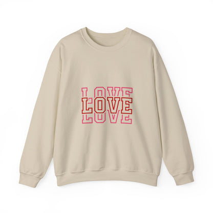 LOVE Retro Outline Crewneck Sweatshirt — Vintage Pink Layered Love Graphic