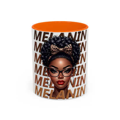 Melanin Queen Accent Coffee Mug — Black Woman Illustration
