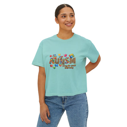 Autism Awareness Women's Boxy Tee — 'Autism: Accept the World Differently