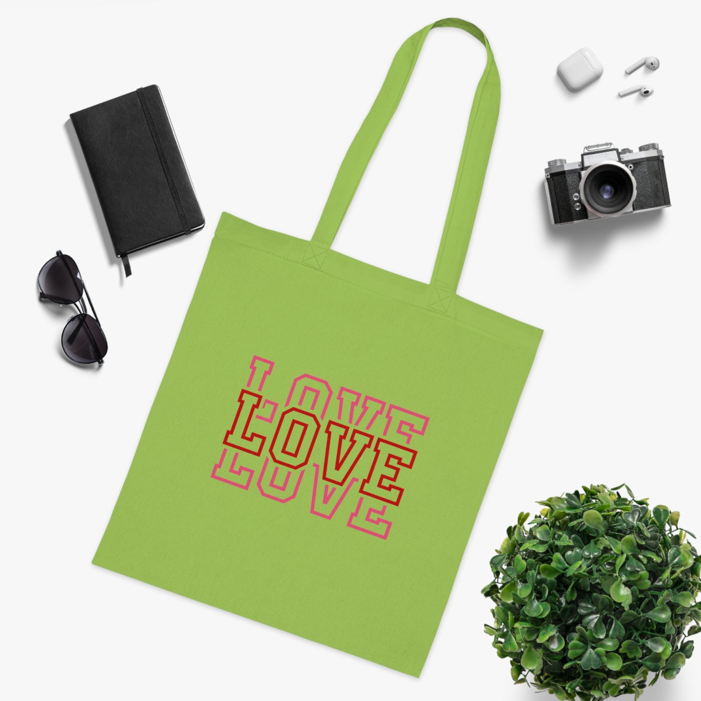 Love Stacked Cotton Tote