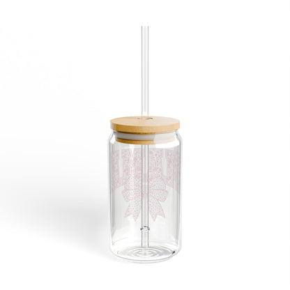”MAMA” 16oz Sipper Glass - Pink Bow Design