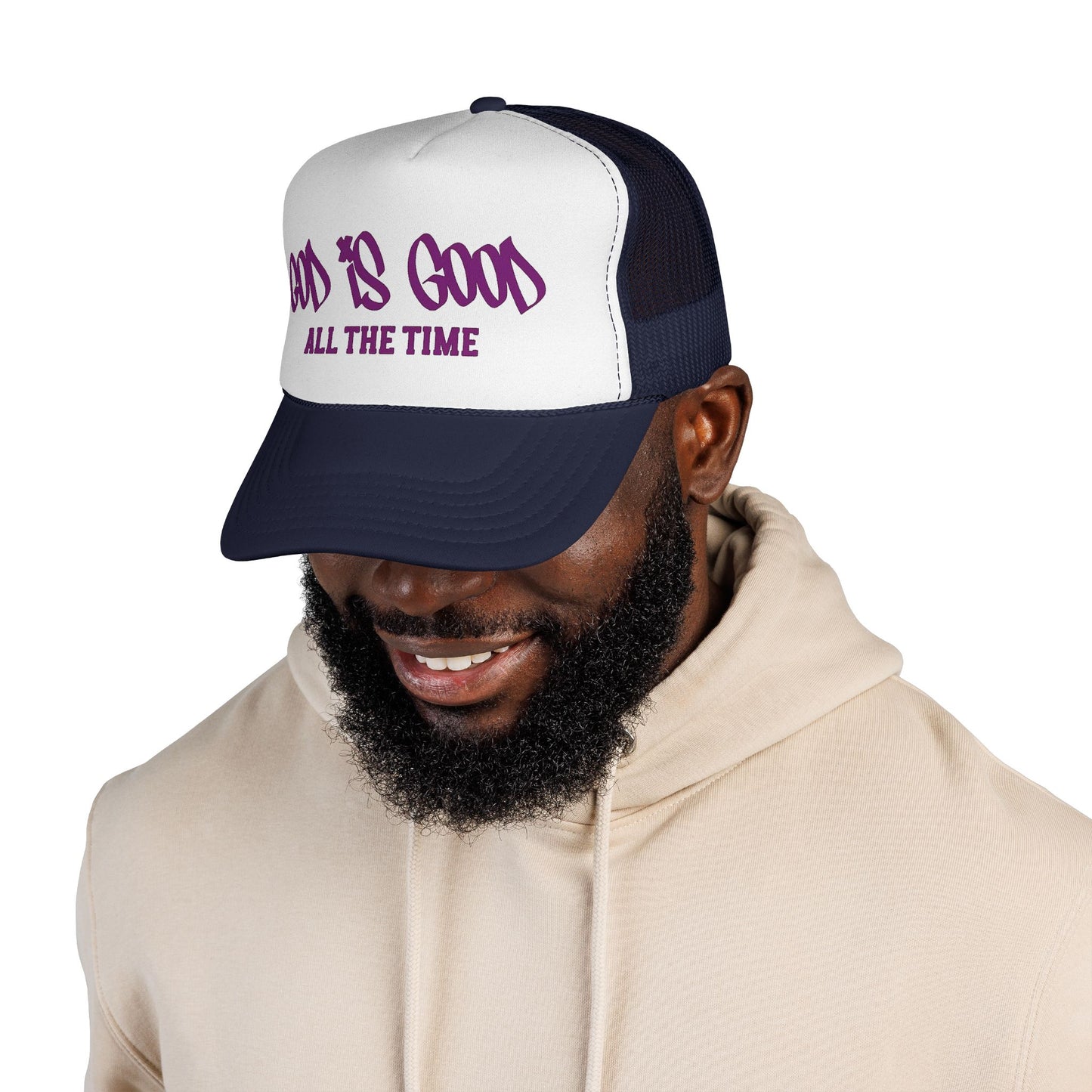 God Is Good All The Time Trucker Cap — Christian Faith Mesh Baseball Hat