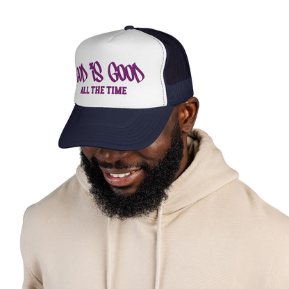 God Is Good All The Time Trucker Cap — Christian Faith Mesh Baseball Hat