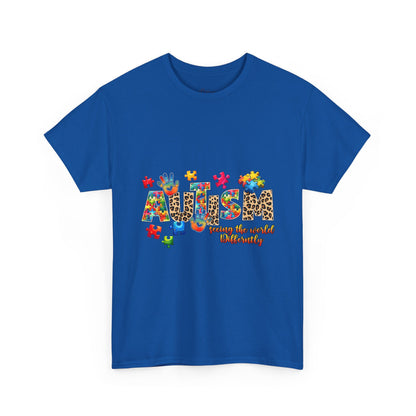 Autism Awareness T-Shirt — 'Autism: Sparking the World with Creativity' Puzzle Design