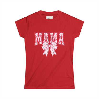 Mama Floral Bow Women's Tee — Pink Floral "MAMA" Graphic T-Shirt