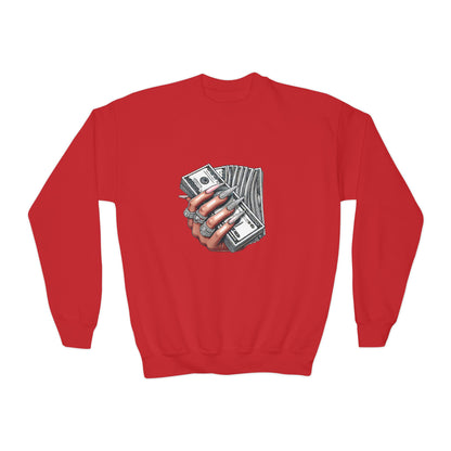 Youth Crewneck Sweatshirt — Graphic Money Hand Print