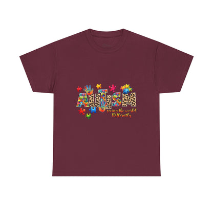 Autism Awareness T-Shirt — 'Autism: Sparking the World with Creativity' Puzzle Design