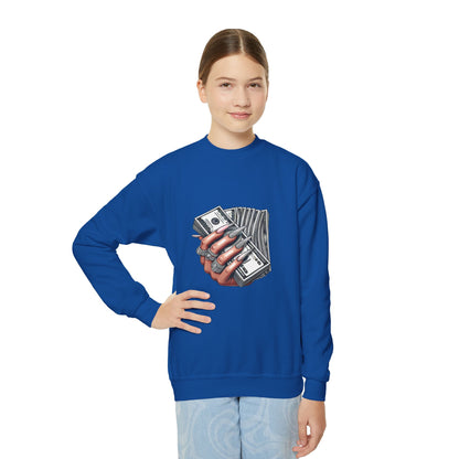 Youth Crewneck Sweatshirt — Graphic Money Hand Print