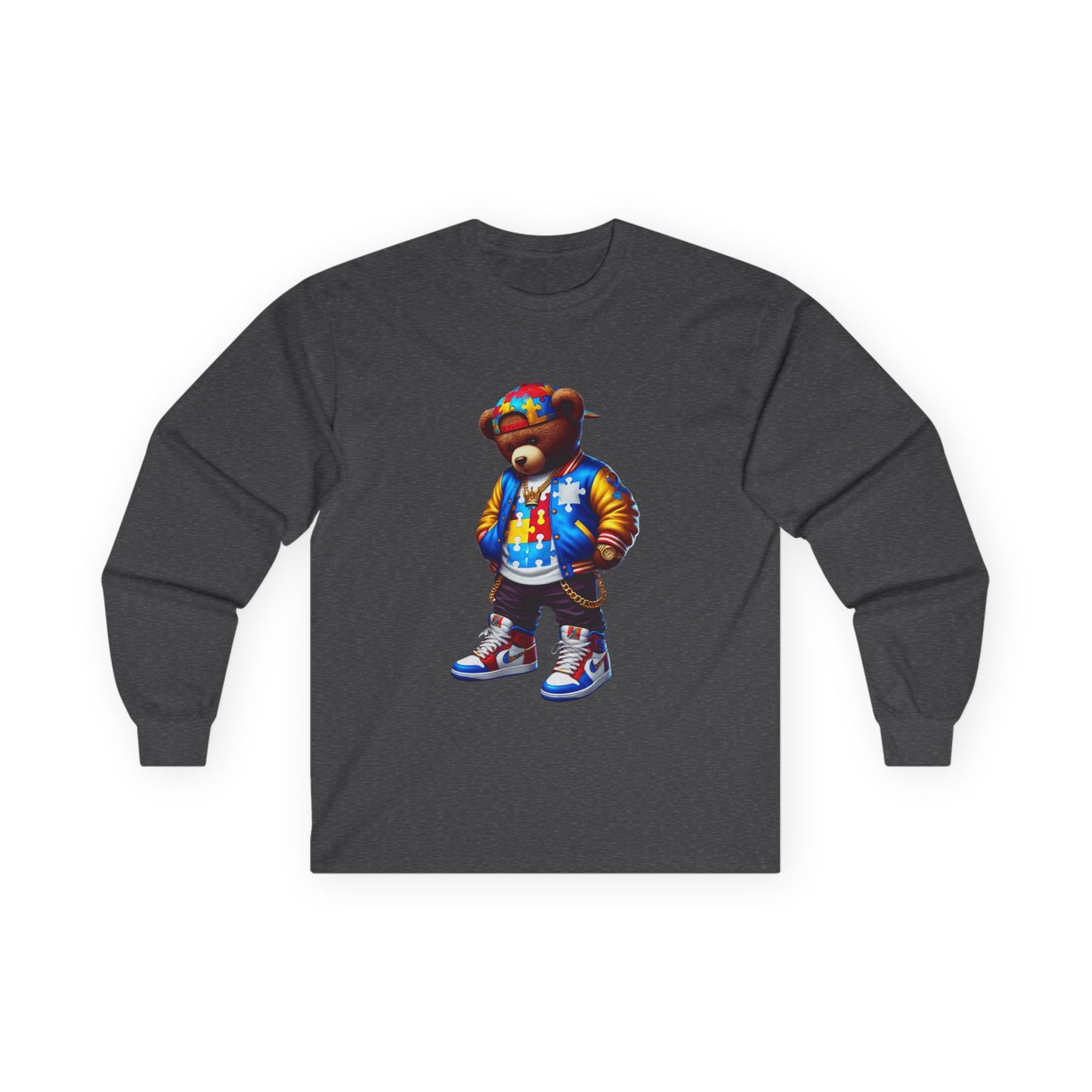 Streetwear Bear Graphic Long Sleeve Tee