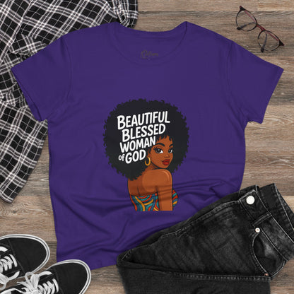 Beautiful Blessed Woman of God Tee — Women's Faith Graphic T-Shirt