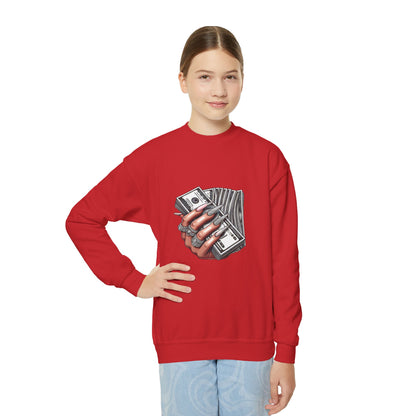 Youth Crewneck Sweatshirt — Graphic Money Hand Print
