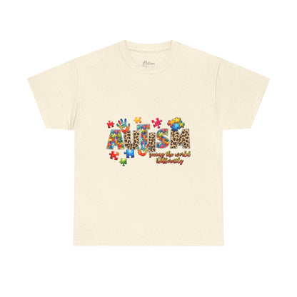 Autism Awareness T-Shirt — 'Autism: Sparking the World with Creativity' Puzzle Design