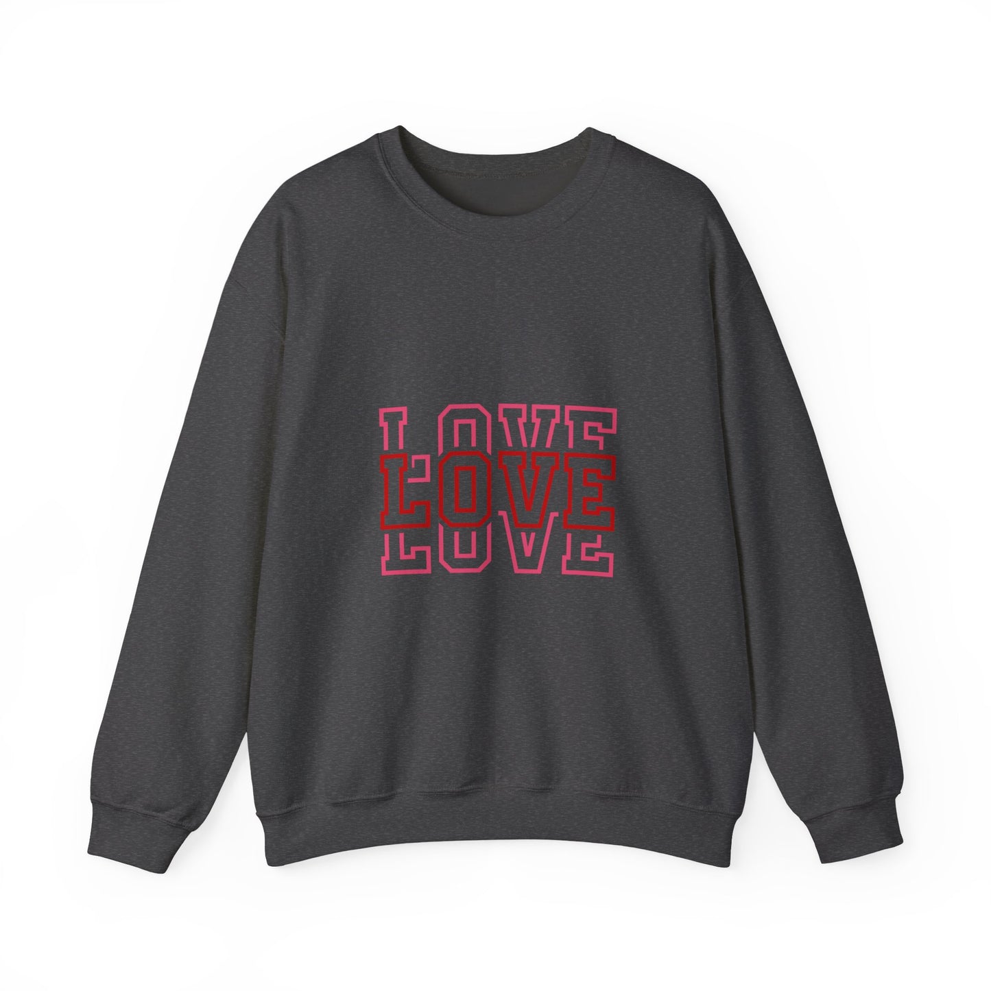 LOVE Retro Outline Crewneck Sweatshirt — Vintage Pink Layered Love Graphic