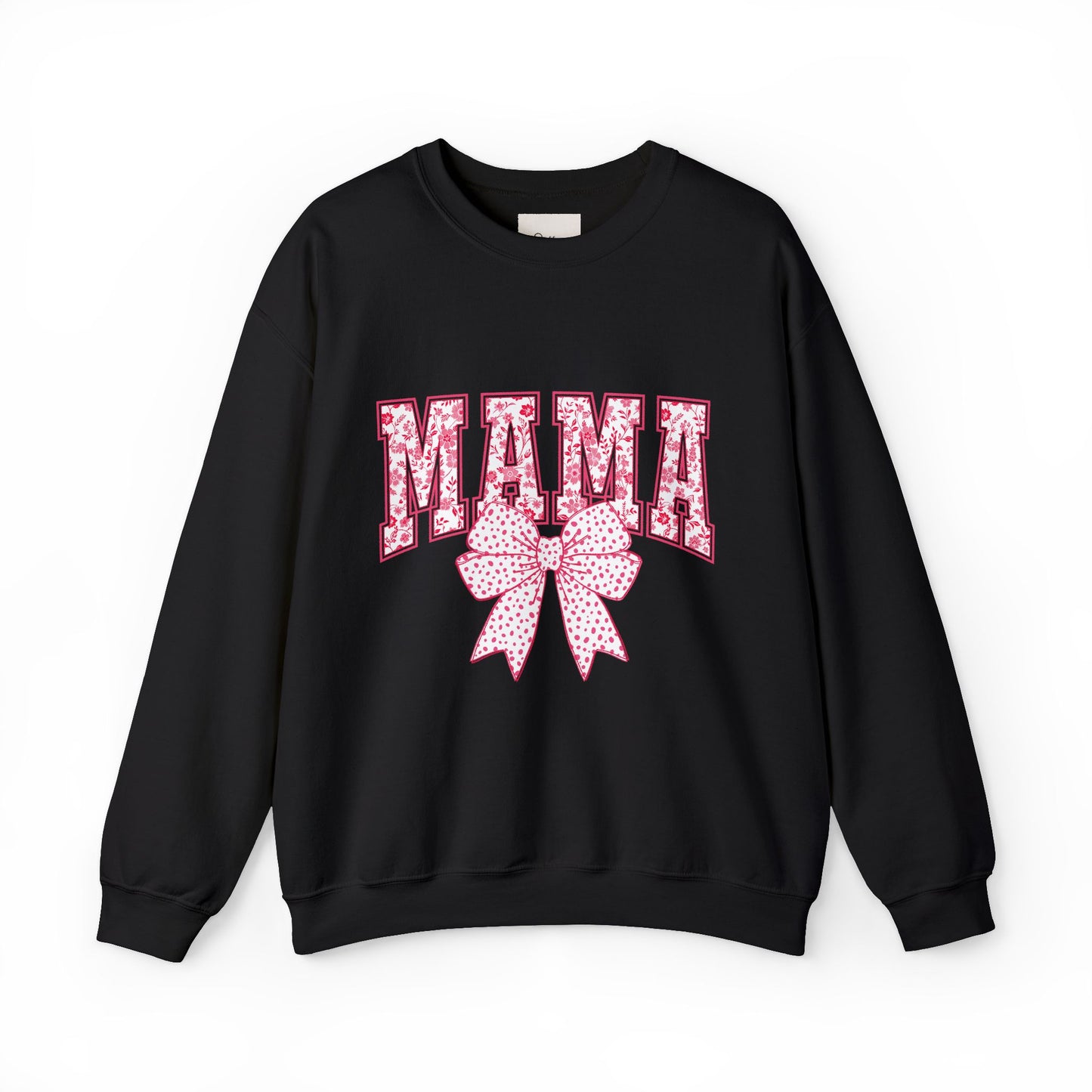 Mama Crewneck Sweatshirt — Pink Floral Bow "MAMA" Pullover for Moms