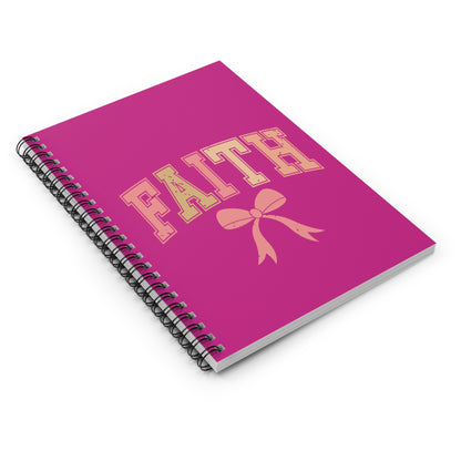 Faith Bow Spiral Notebook — Pink Ruled Journal for Inspirational Notes