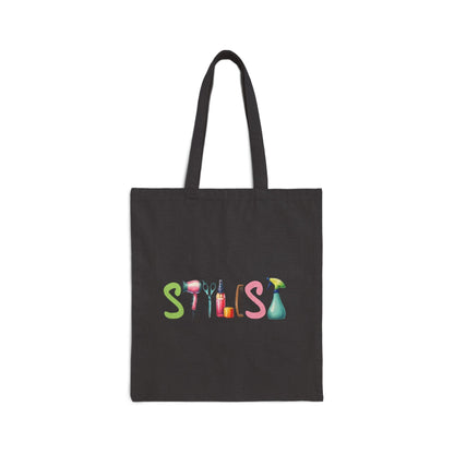 Stylist Tools Canvas Tote Bag — Cute Hairdresser Cosmetic Icons