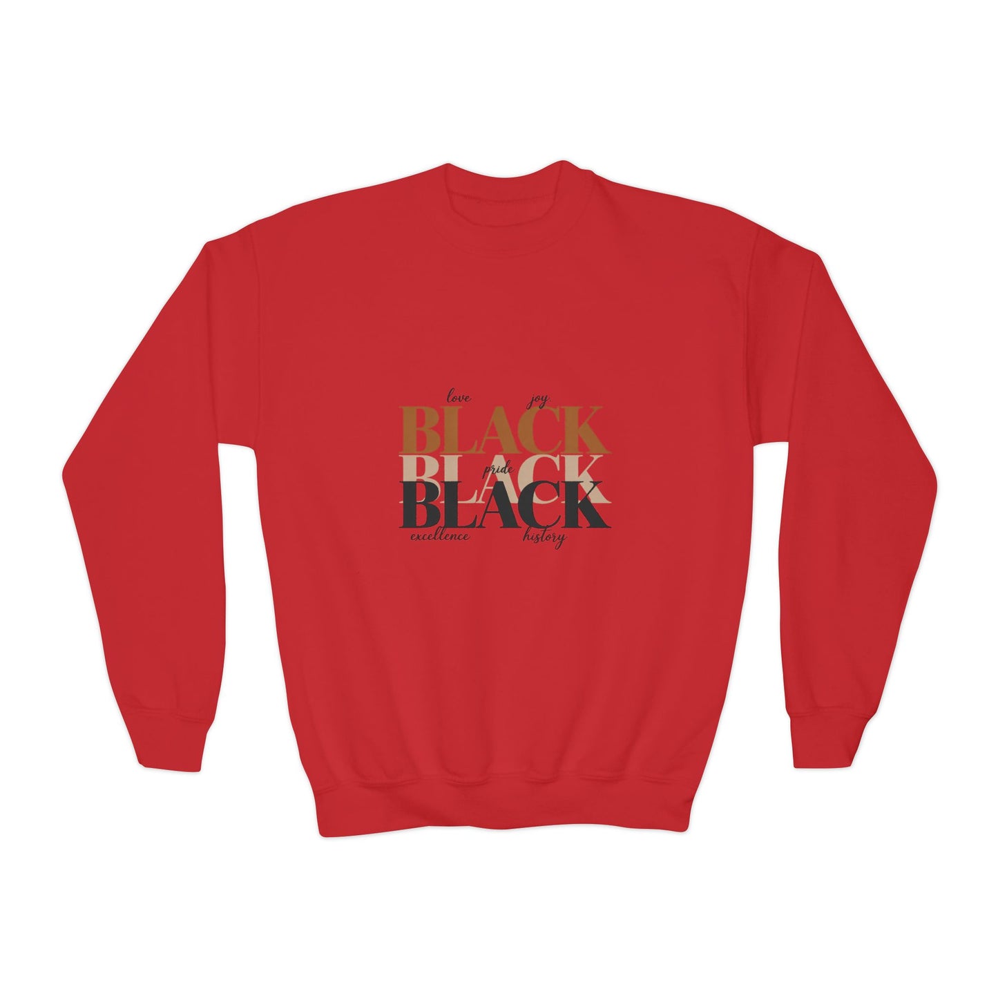 Youth Crewneck Sweatshirt – "Black Is Beautiful" Retro Typography Kids Pullover