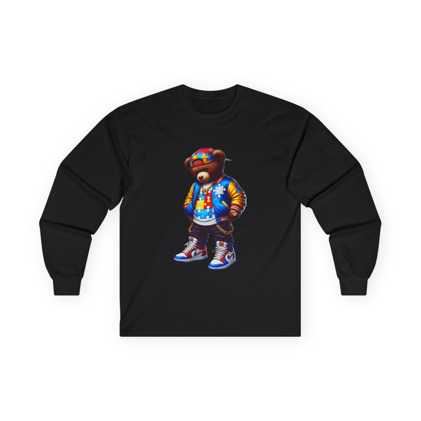 Streetwear Bear Graphic Long Sleeve Tee