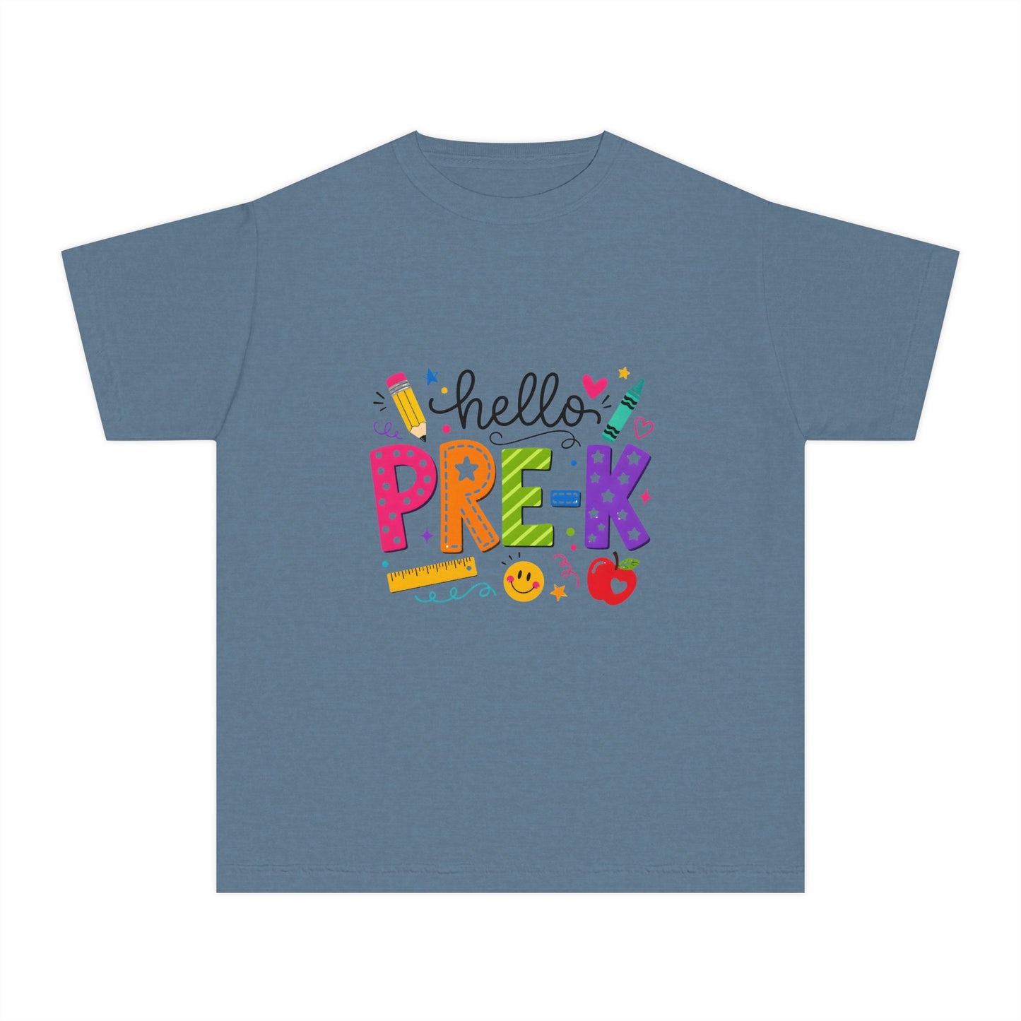 Hello Pre-K Kids Tee — Colorful Back-to-School Preschool Shirt