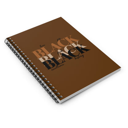 Black Pride Spiral Notebook – 'Black' Typography Ruled Journal