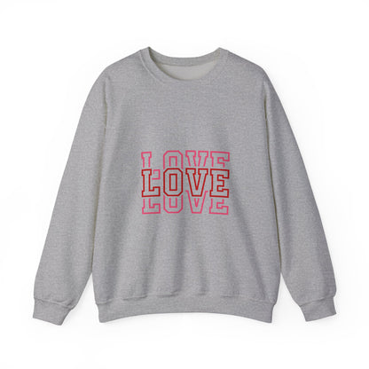 LOVE Retro Outline Crewneck Sweatshirt — Vintage Pink Layered Love Graphic