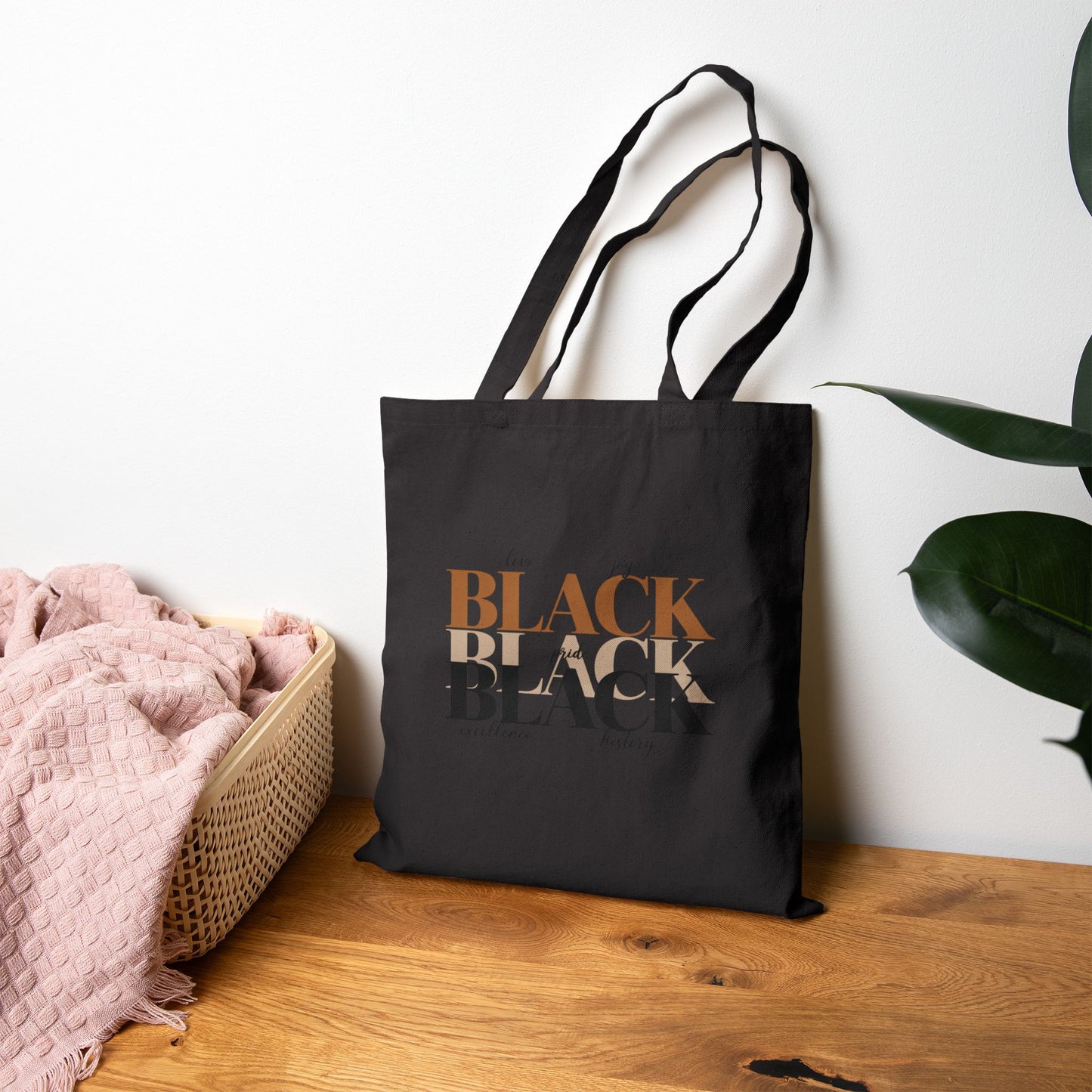 Canvas Tote Bag — Empowering Black Sister Art Print Tote (Afro Woman & "Black is Beautiful" Typography)