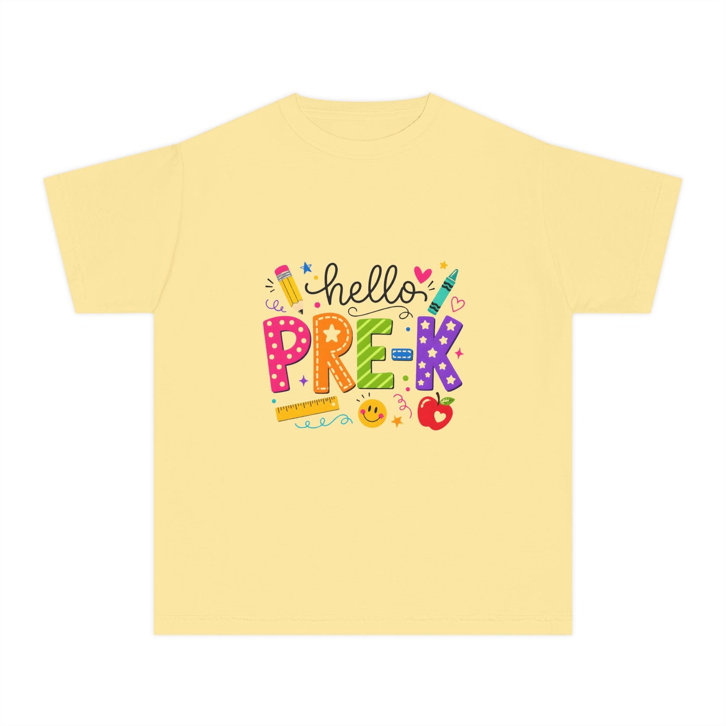 Hello Pre-K Kids Tee — Colorful Back-to-School Preschool Shirt