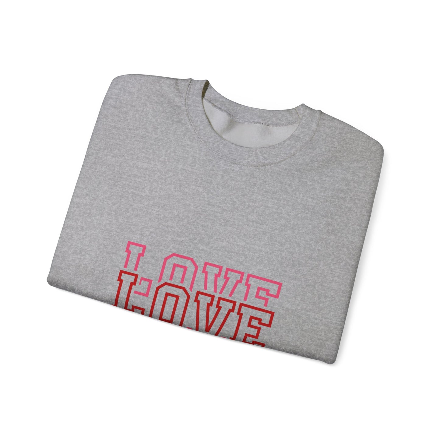 LOVE Retro Outline Crewneck Sweatshirt — Vintage Pink Layered Love Graphic