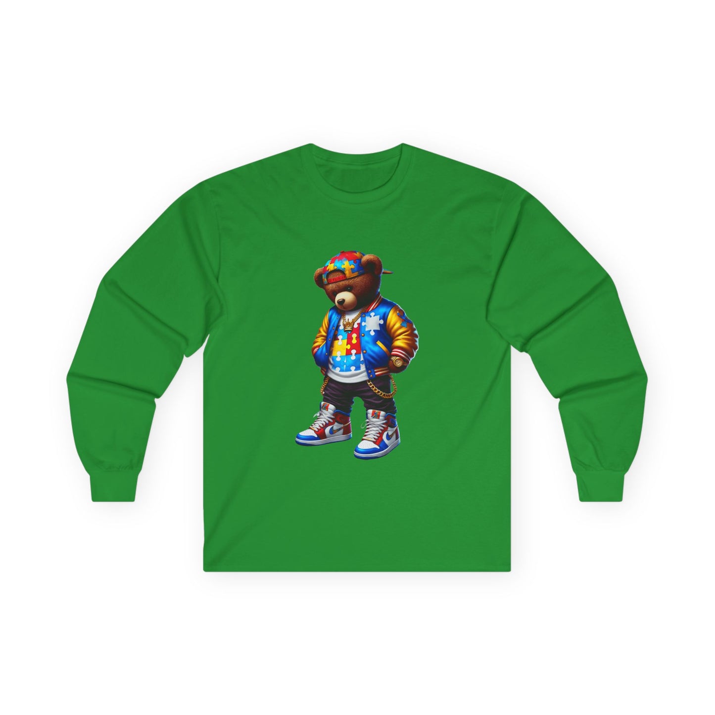 Streetwear Bear Graphic Long Sleeve Tee