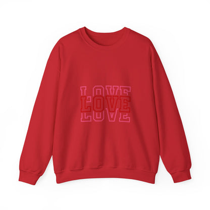 LOVE Retro Outline Crewneck Sweatshirt — Vintage Pink Layered Love Graphic