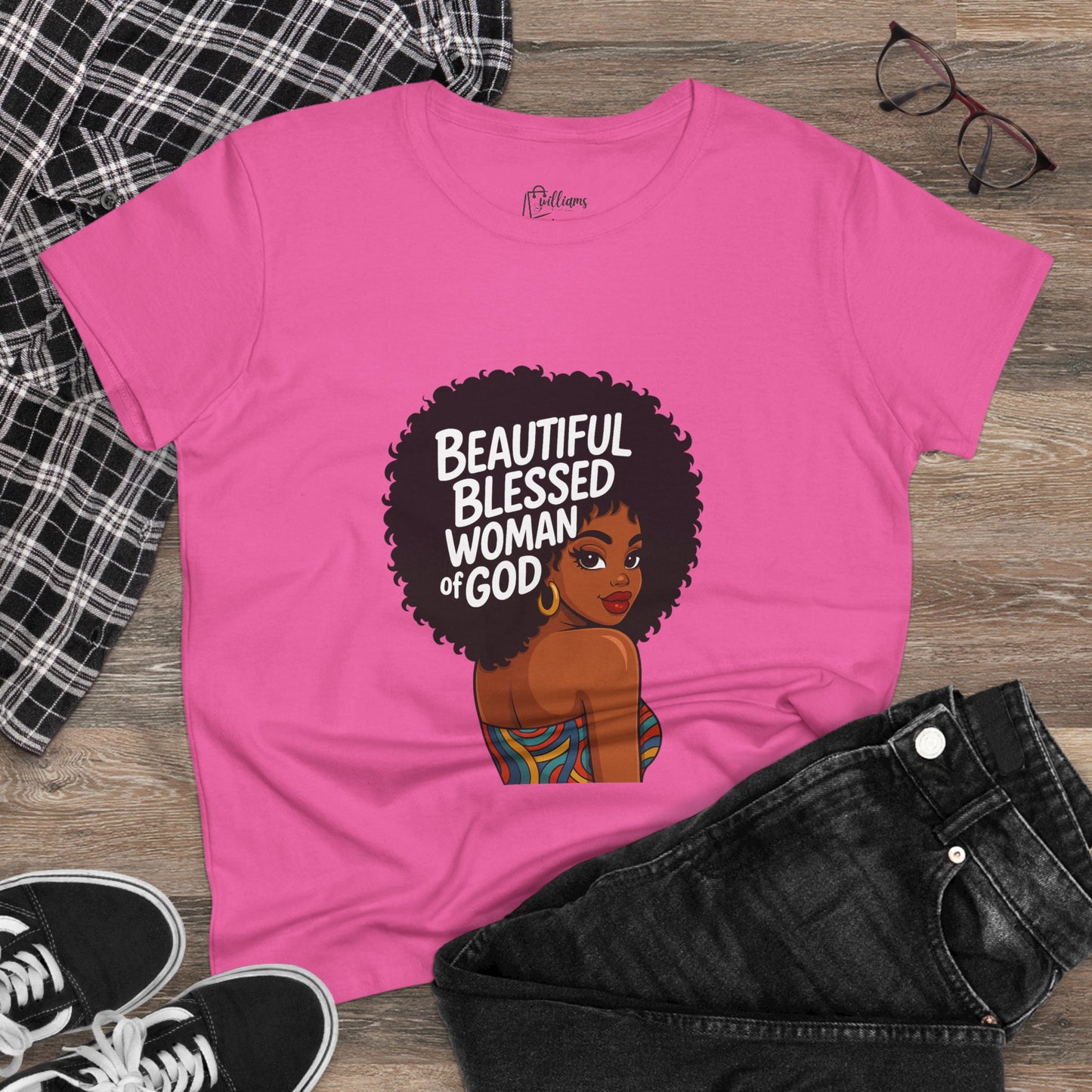 Beautiful Blessed Woman of God Tee — Women's Faith Graphic T-Shirt