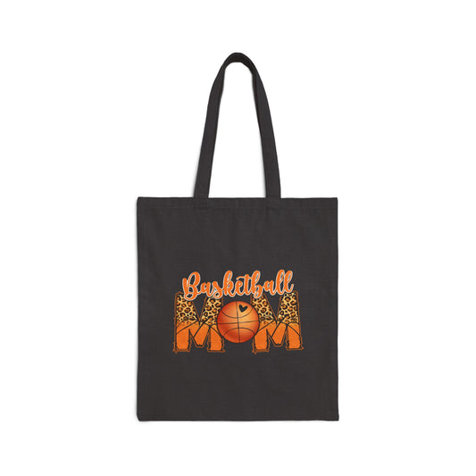 Basketball Mom Canvas Tote Bag — Leopard Accent Sports Mom Gift