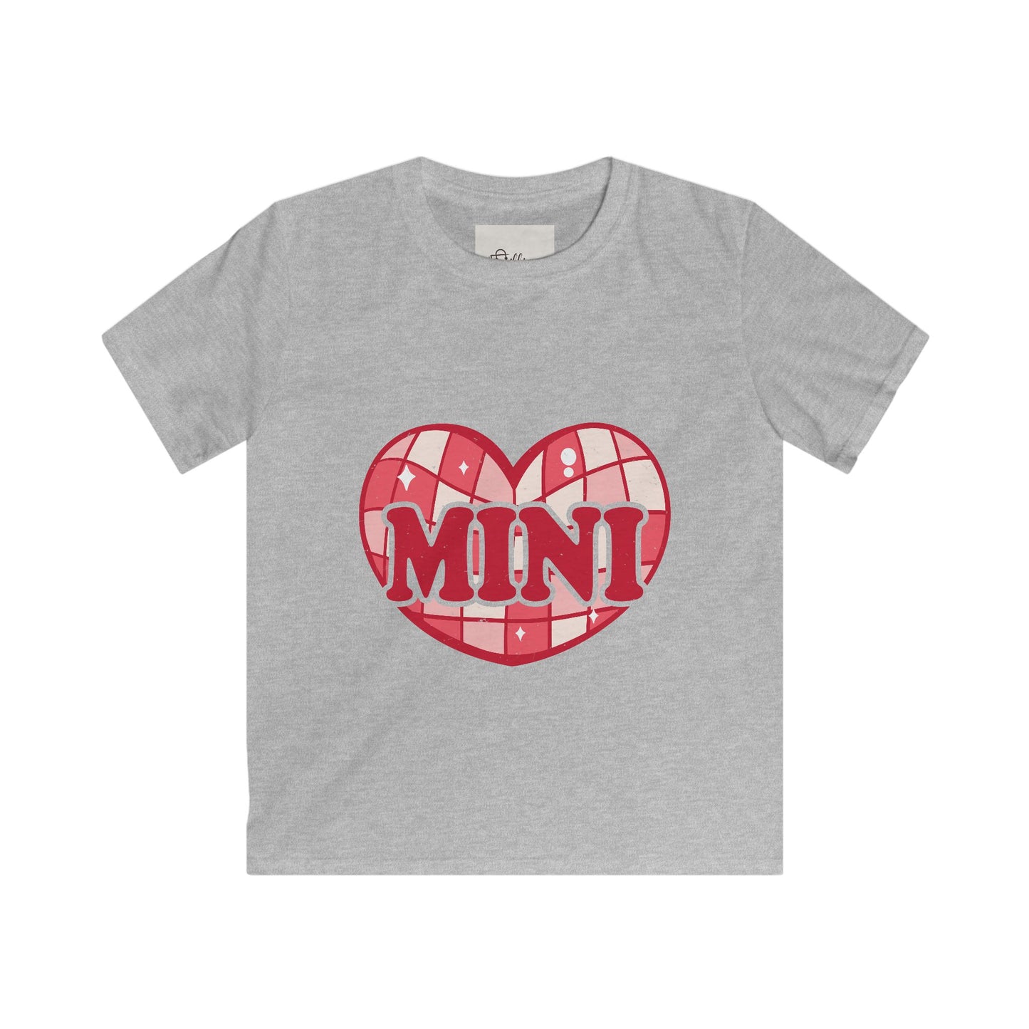 Mini Kids Tee Retro — Red Plaid Heart