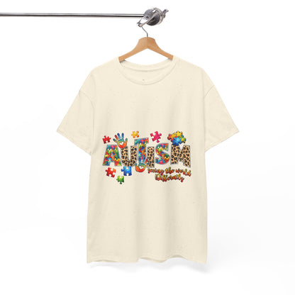 Autism Awareness T-Shirt — 'Autism: Sparking the World with Creativity' Puzzle Design