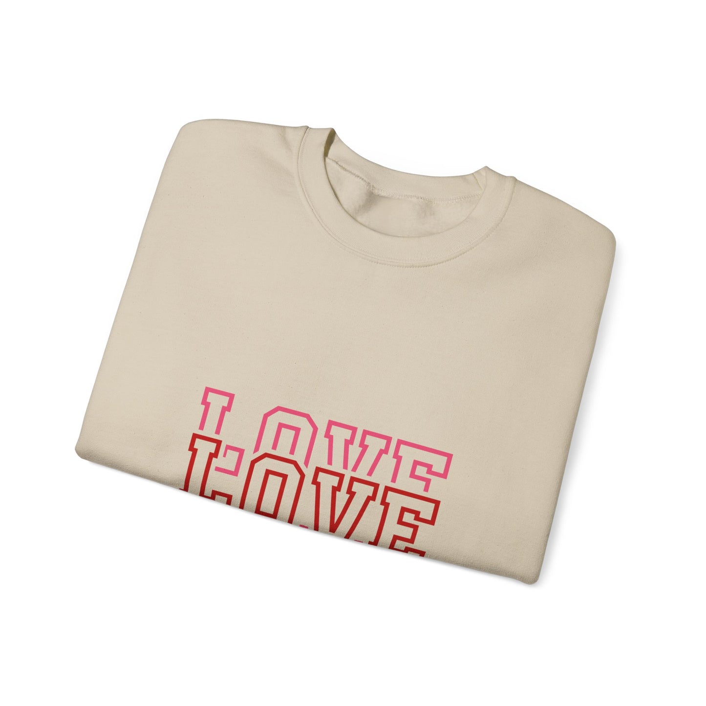LOVE Retro Outline Crewneck Sweatshirt — Vintage Pink Layered Love Graphic
