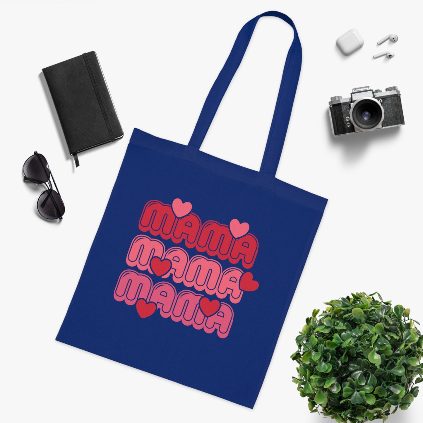 Mama Retro Hearts Cotton Tote