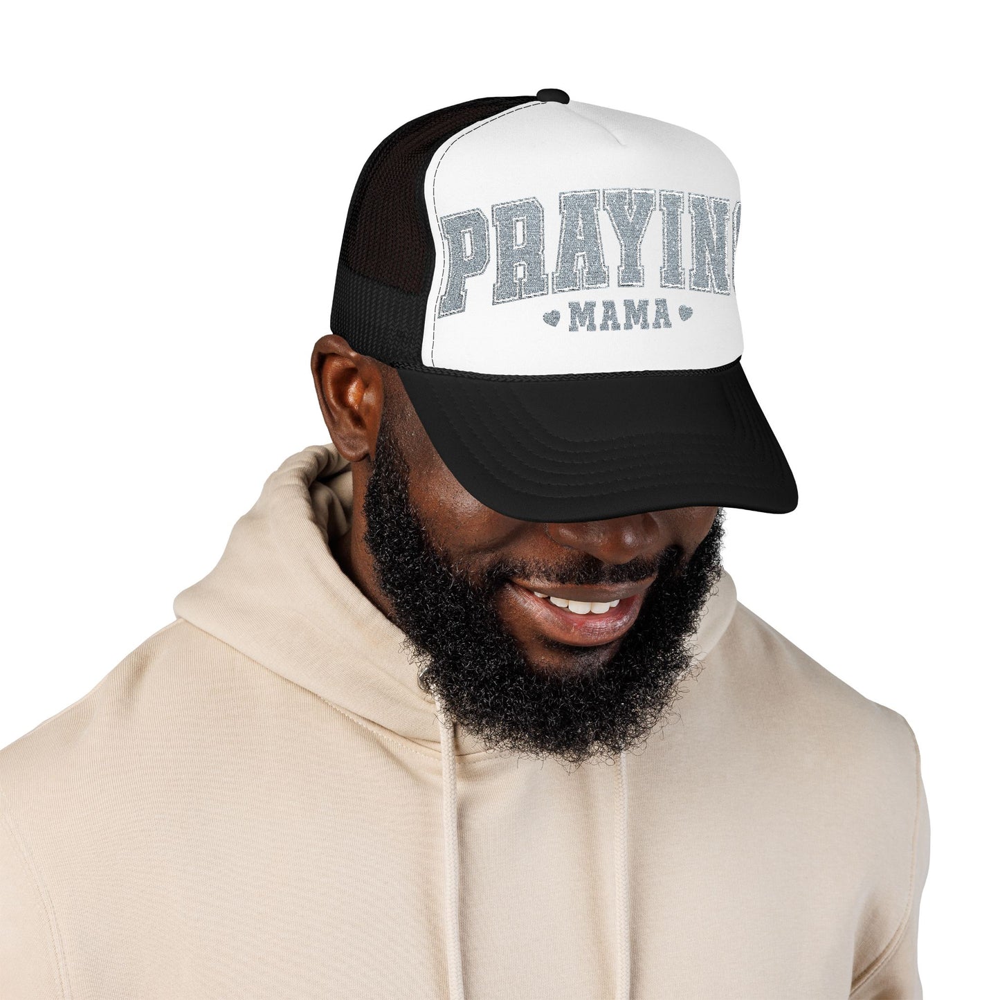 Praying Mama Foam Trucker Hat, Stylish Embroidered Cap, Gift for Moms, Summer Fashion, Casual Wear, Faith-Based Gift