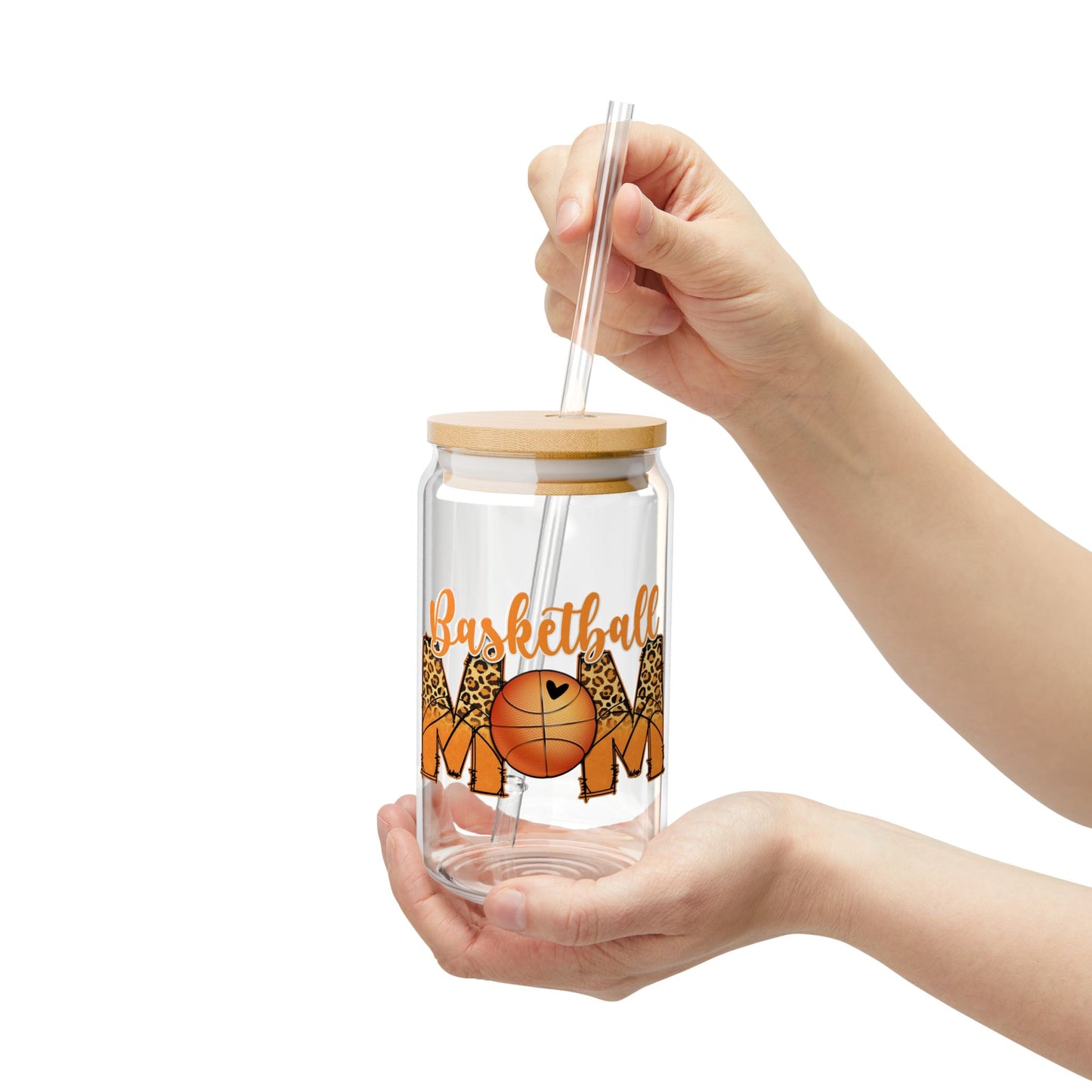 Basketball Mom 16oz Sipper Glass - Drink Tumbler with Straw