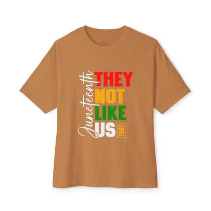 They Not Like Me Boxy Tee — Rasta Colors Vertical Text Graphic T-Shirt