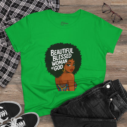 Beautiful Blessed Woman of God Tee — Women's Faith Graphic T-Shirt