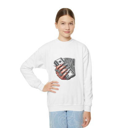 Youth Crewneck Sweatshirt — Graphic Money Hand Print