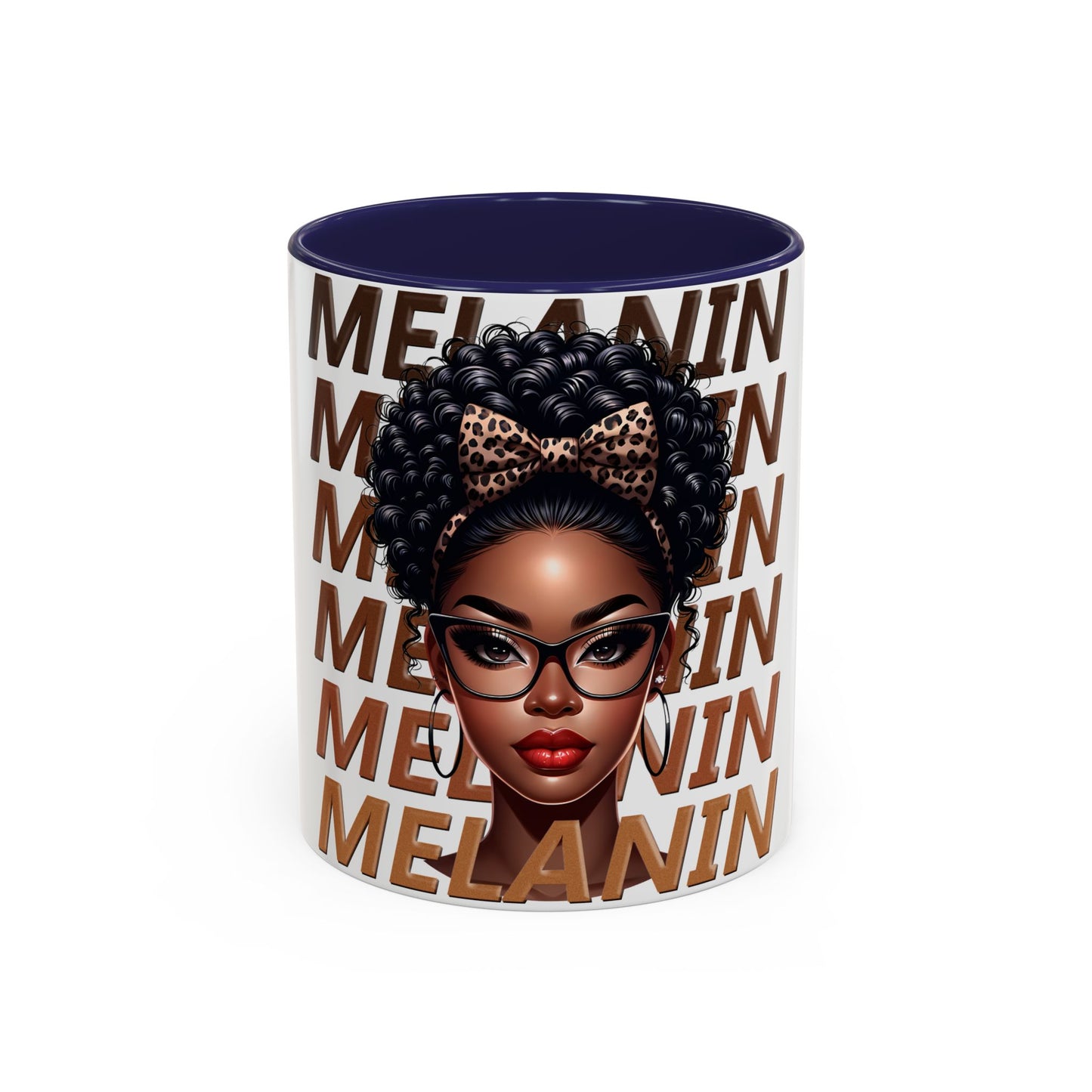 Melanin Queen Accent Coffee Mug — Black Woman Illustration