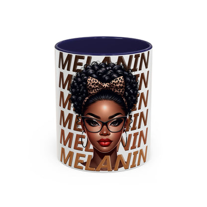 Melanin Queen Accent Coffee Mug — Black Woman Illustration
