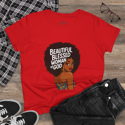 Beautiful Blessed Woman of God Tee — Women's Faith Graphic T-Shirt