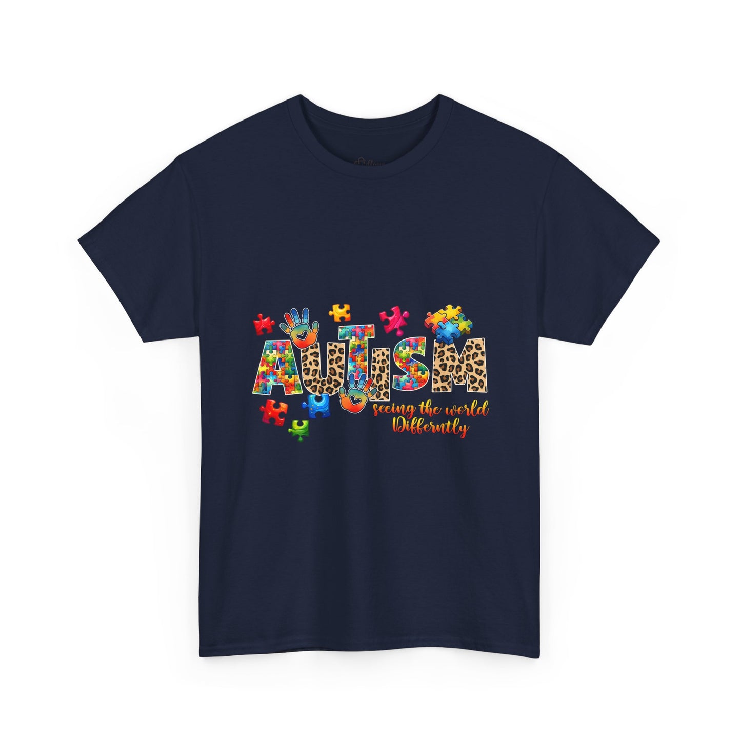 Autism Awareness T-Shirt — 'Autism: Sparking the World with Creativity' Puzzle Design