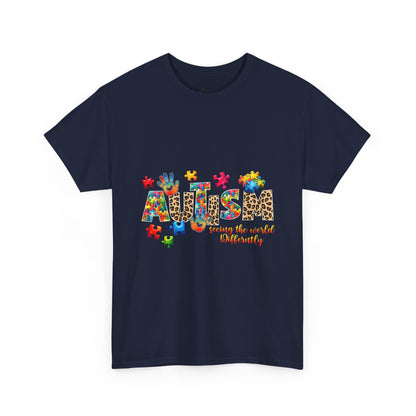 Autism Awareness T-Shirt — 'Autism: Sparking the World with Creativity' Puzzle Design