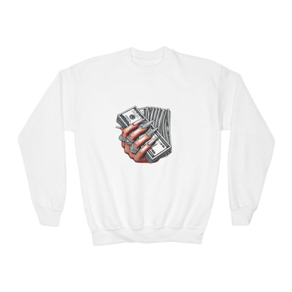 Youth Crewneck Sweatshirt — Graphic Money Hand Print