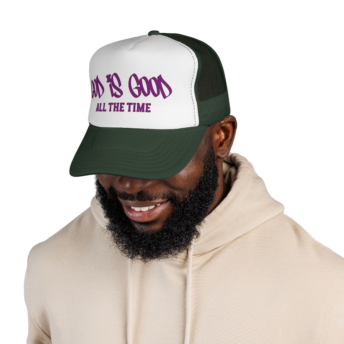 God Is Good All The Time Trucker Cap — Christian Faith Mesh Baseball Hat