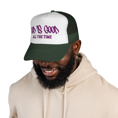 God Is Good All The Time Trucker Cap — Christian Faith Mesh Baseball Hat
