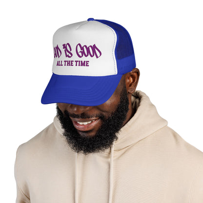 God Is Good All The Time Trucker Cap — Christian Faith Mesh Baseball Hat